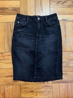H&M Black Denim Pencil Skirt